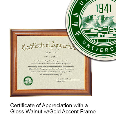 Utah Valley University Certificate with Frame
