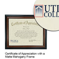 Utica College Certificate with Frame