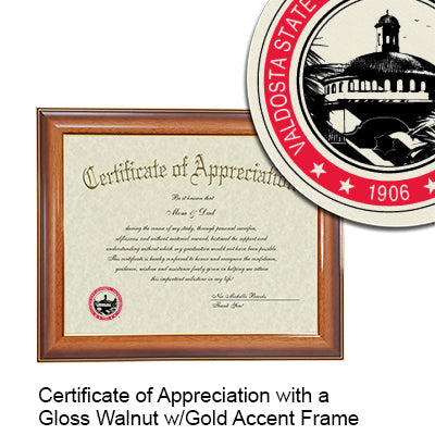 Valdosta State University Certificate with Frame