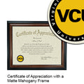 Virginia Commonwealth University Certificate with Frame