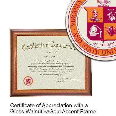 Virginia Polytechnic Institute and State University Certificate with Frame