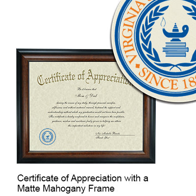 Virginia State University Certificate with Frame