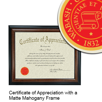 Wabash College Certificate with Frame