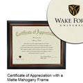Wake Forest University Certificate with Frame