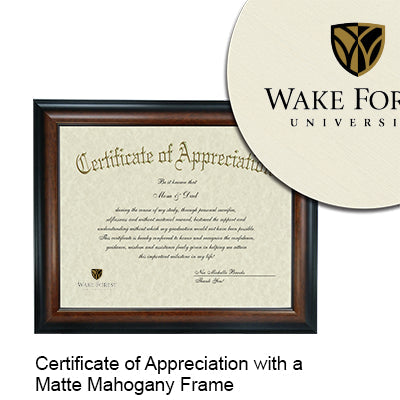 Wake Forest University Certificate with Frame