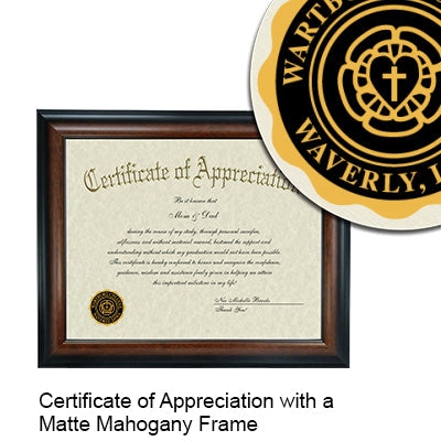Wartburg College Certificate with Frame