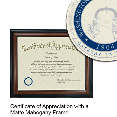 Washington Adventist University Certificate with Frame
