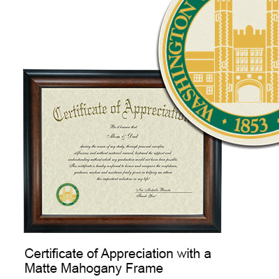 Washington University in St. Louis Certificate with Frame