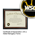 Wayne State College Certificate with Frame