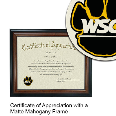 Wayne State College Certificate with Frame