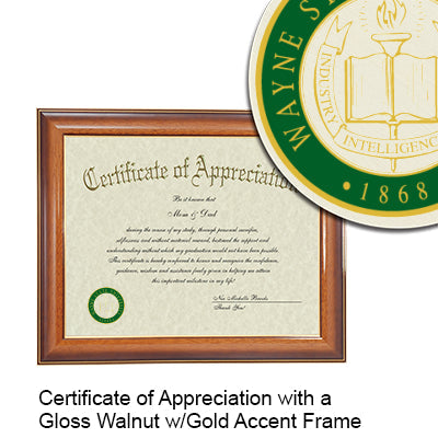 Wayne State University Certificate with Frame