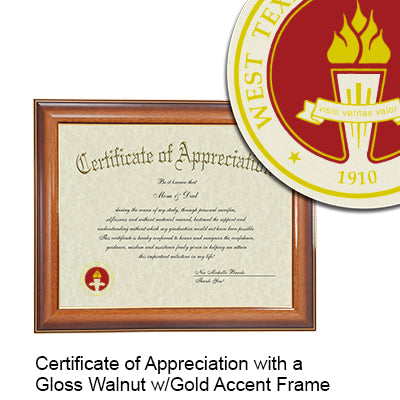 West Texas A & M University Certificate with Frame