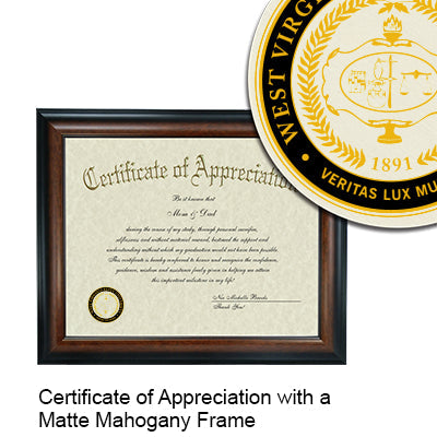 West Virginia State University Certificate with Frame