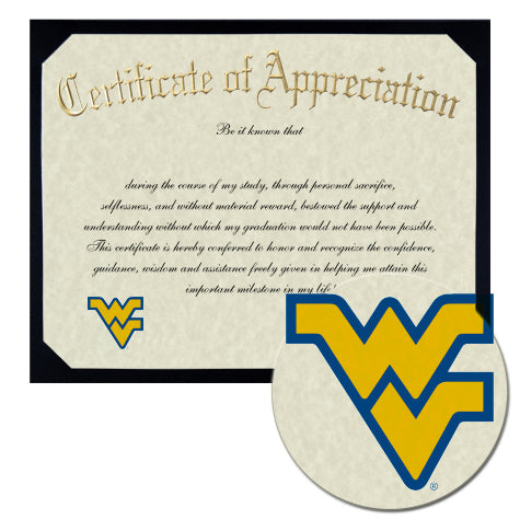 West Virginia University Certificate of Appreciation