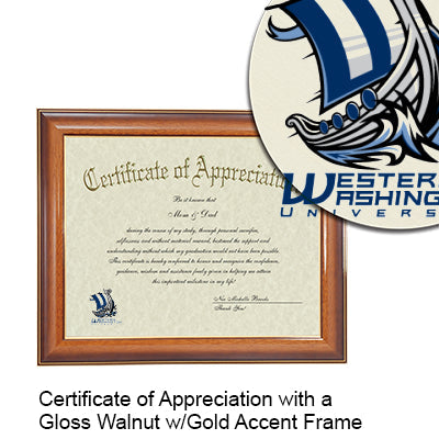 Western Washington University Certificate with Frame