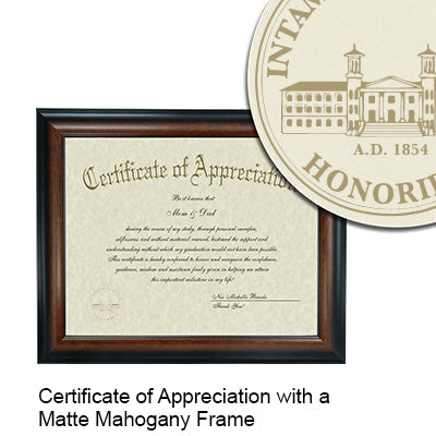 Wofford College Certificate with Frame