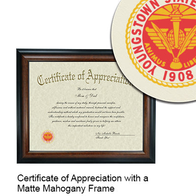 Youngstown State University Certificate with Frame